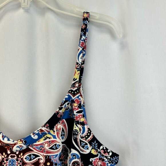 Bebop Womens Sundress Black Blue Paisley Scoop Neck Sleeveless Spaghetti Strap M - Picture 4 of 10